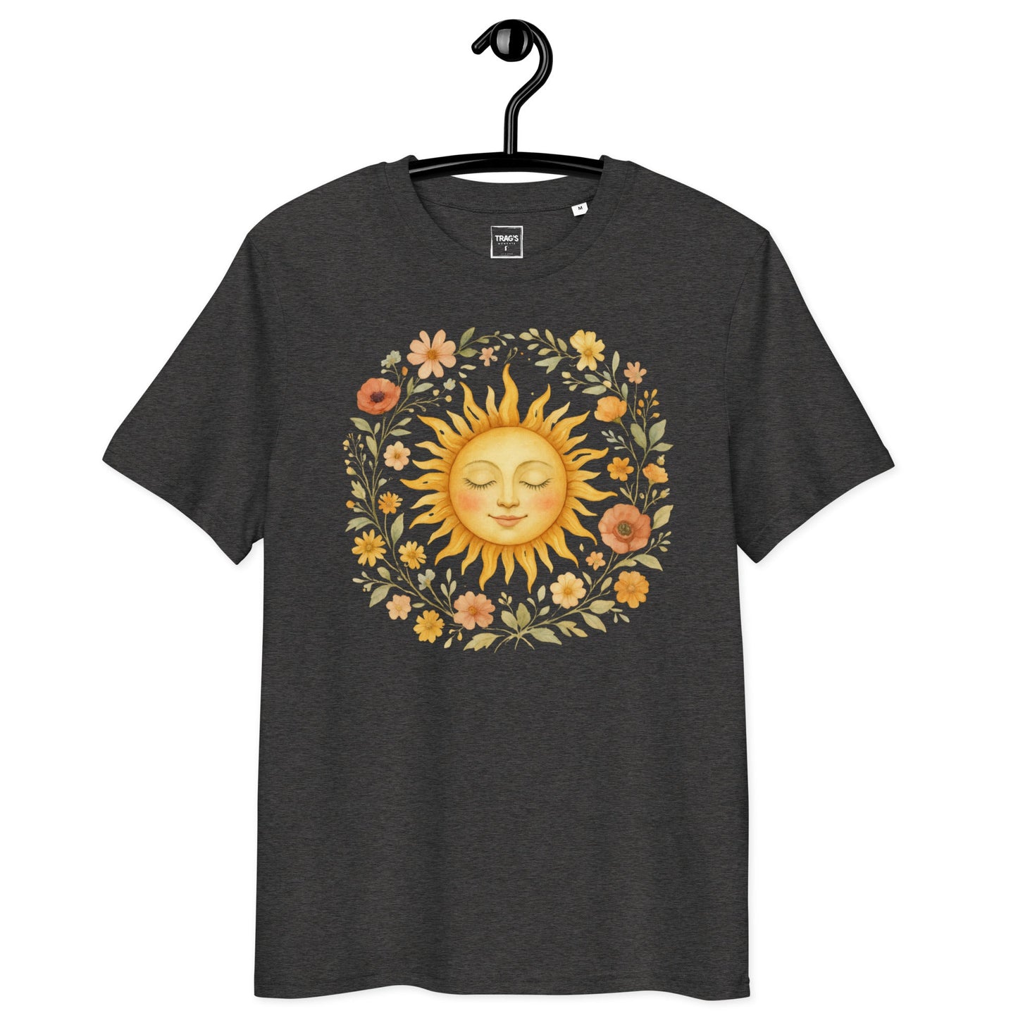 Boho Sonne T-Shirt – Premium Eco, nachhaltiges Bio-Shirt mit floraler Sonnenillustration