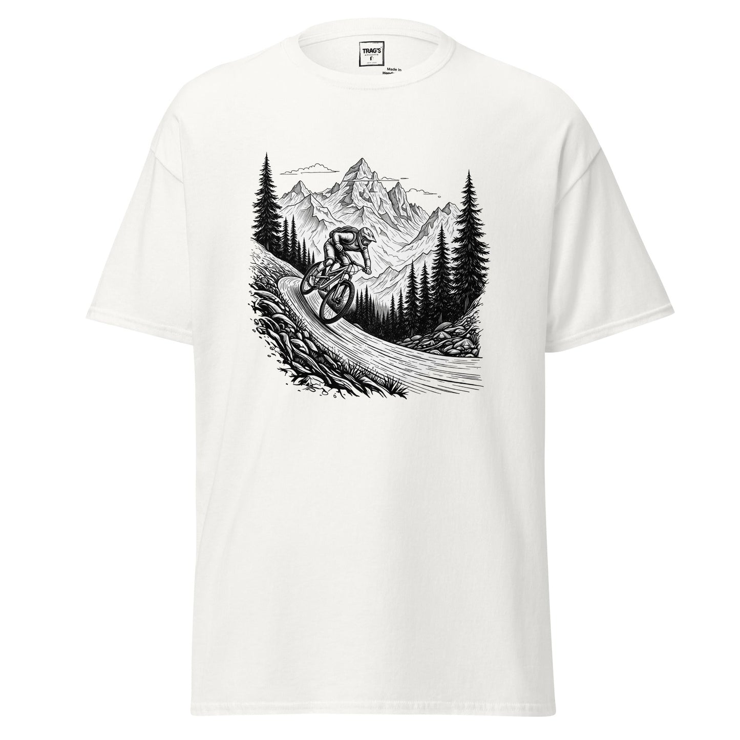 Fahrrad T-Shirt mit Berglandschaft und Action-Design – Classic Standard