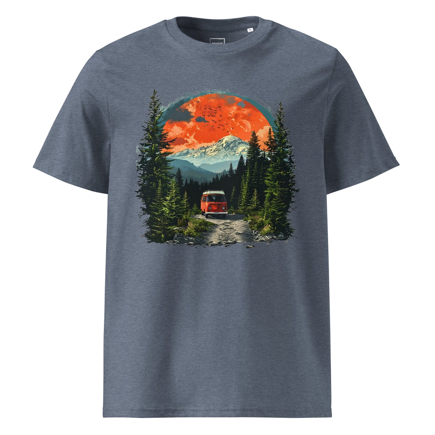 Campervan T-Shirt – Premium Eco, nachhaltiges Bio-Shirt mit Wald- und Bergmotiv