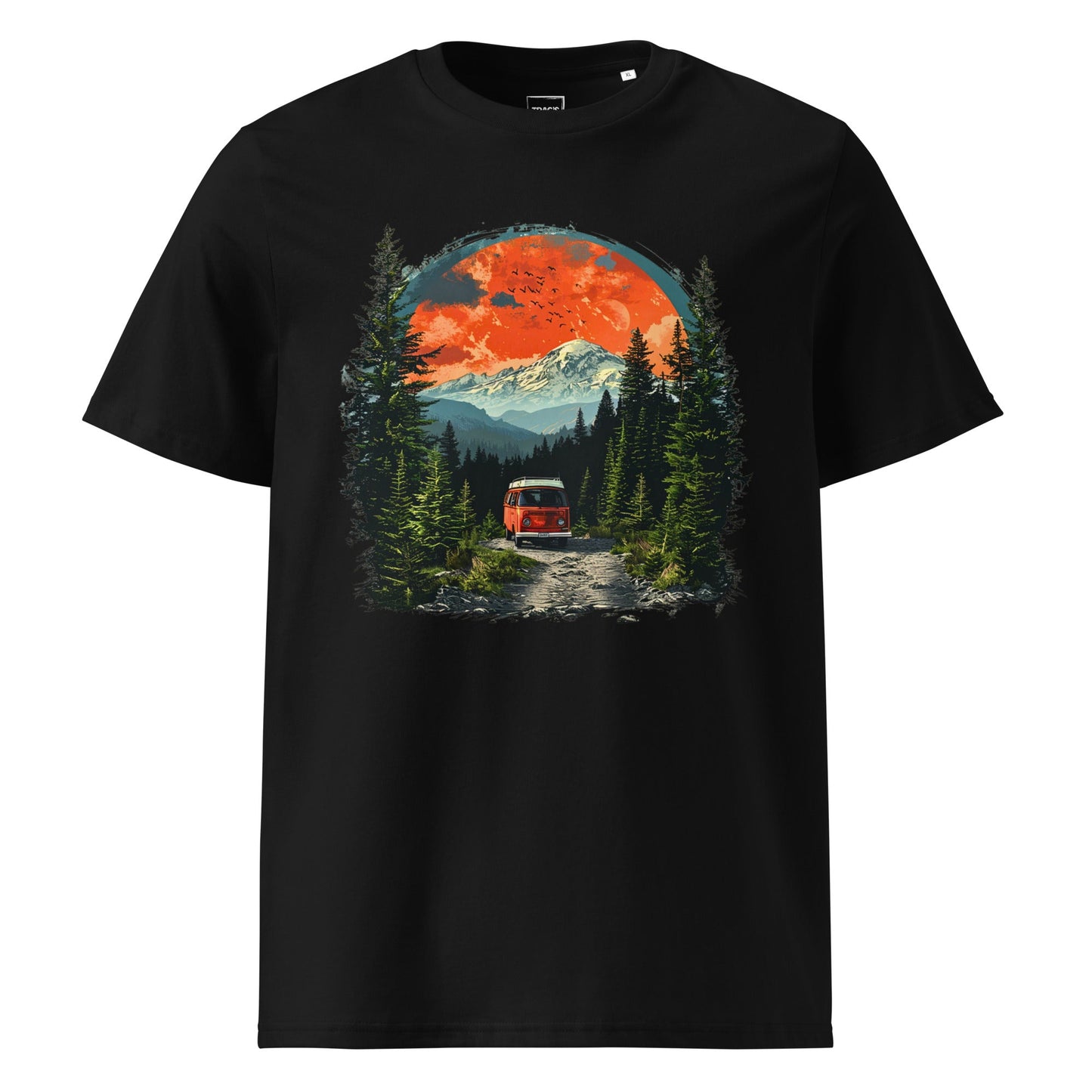 Campervan T-Shirt – Premium Eco, nachhaltiges Bio-Shirt mit Wald- und Bergmotiv