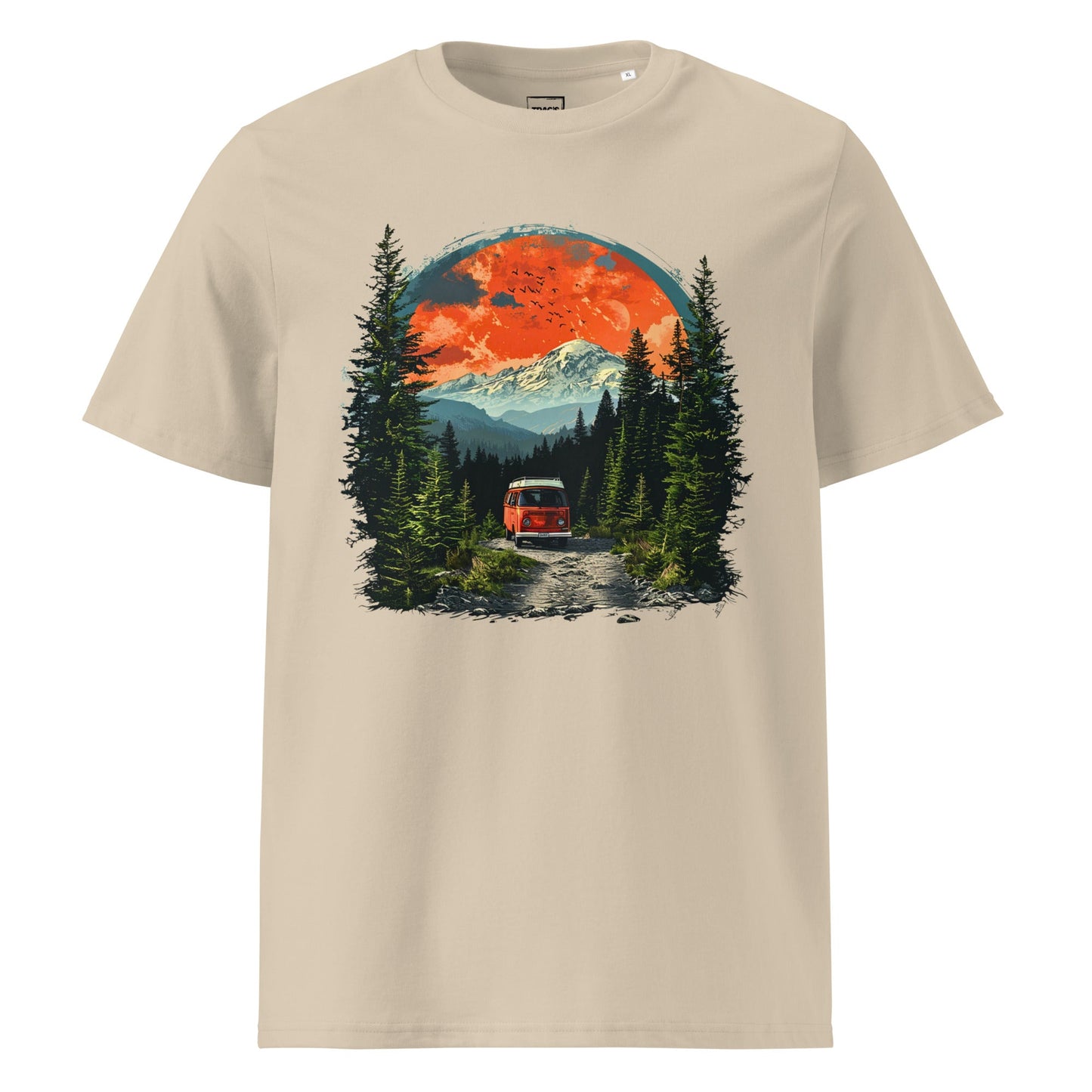 Campervan T-Shirt – Premium Eco, nachhaltiges Bio-Shirt mit Wald- und Bergmotiv