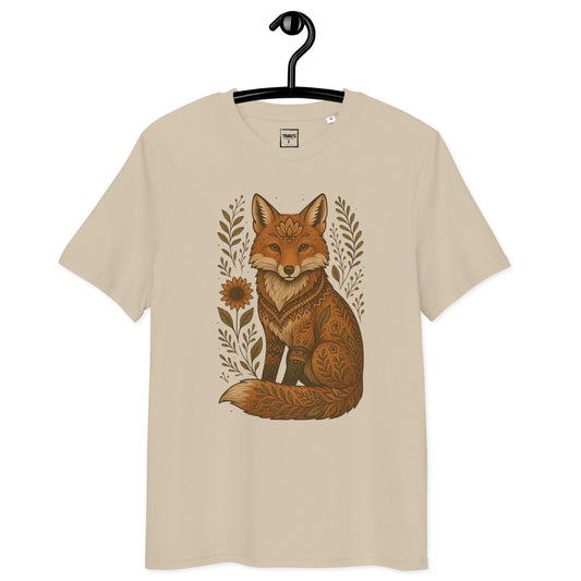 Boho Fuchs T-Shirt „Boho Fox“ – Premium Eco, naturfarbenes Bio-Shirt mit Fuchsillustration