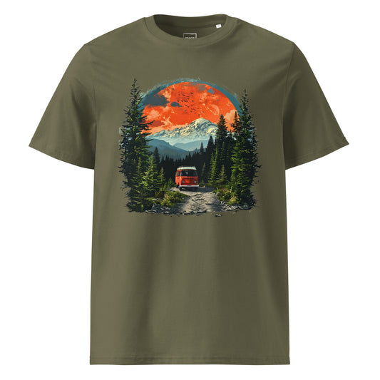 Campervan T-Shirt – Premium Eco, nachhaltiges Bio-Shirt mit Wald- und Bergmotiv